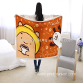 cartoon printed microfiber knee throw sherpa blanket